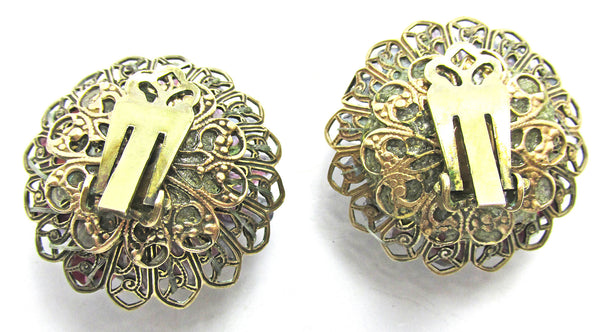 Bold Jewelry Vintage 1950s Striking Rhinestone and Bead Earrings - Back