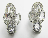 Weiss Vintage 1950s Exquisite Mid Century Clear Rhinestone Earrings - Thumbnail
