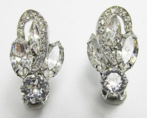 Weiss Vintage 1950s Exquisite Mid Century Clear Rhinestone Earrings