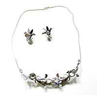 Van Dell 1940s Vintage Pearl and Sterling Necklace and Earrings Set