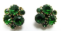 1950s Vintage Jewelry Mid-Century Peridot Diamante Button Earrings