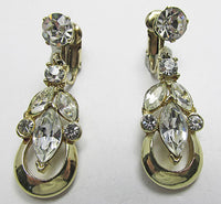 Coro Vintage Mid Century Elegant Rhinestone Drop Earrings - Thumbnail