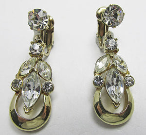Coro Vintage Mid Century Elegant Rhinestone Drop Earrings