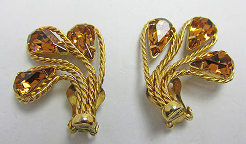 Napier Vintage Flawless Mid Century 1950s Topaz Rhinestone Earrings