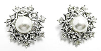Sarah Coventry 1950s Vintage Mid-Century Diamante Button Earrings - Front - Thumbnail
