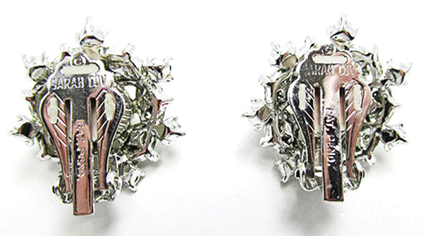 Sarah Coventry 1950s Vintage Mid-Century Diamante Button Earrings - Back