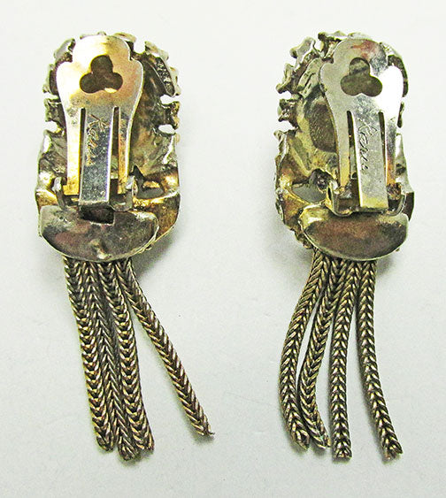 Karu Arke Vintage Distinctive Mid Century Tasseled Rhinestone Earrings