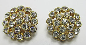 Bold Vintage Retro Contemporary Style Rhinestone Button Earrings