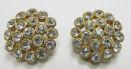 Bold Vintage Retro Contemporary Style Rhinestone Button Earrings