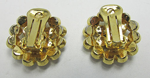 Bold Vintage Retro Contemporary Style Rhinestone Button Earrings