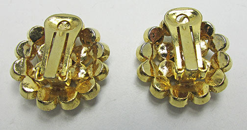 Bold Vintage Retro Contemporary Style Rhinestone Button Earrings