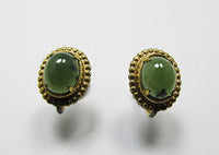LSP Co. Vintage Retro 1940s Gold Filled Gemstone Button Earrings - Thumbnail