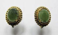 LSP Co. Vintage Retro 1940s Gold Filled Gemstone Button Earrings - Thumbnail