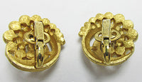Crown Trifari Vintage 1950s Elegant Mid Century Pearl Button Earrings - Thumbnail