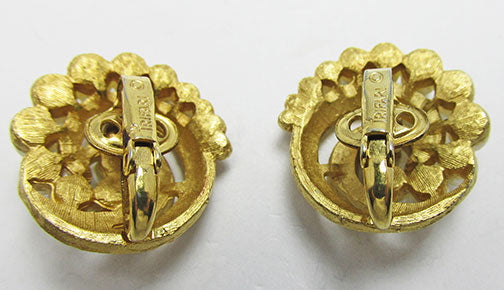 Crown Trifari Vintage 1950s Elegant Mid Century Pearl Button Earrings