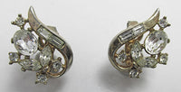 Crown Trifari Vintage Flawless 1950s Rhinestone Button Earrings - Thumbnail