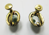 LSP Co. Vintage Retro 1940s Gold Filled Gemstone Button Earrings - Thumbnail