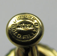 LSP Co. Vintage Retro 1940s Gold Filled Gemstone Button Earrings - Thumbnail
