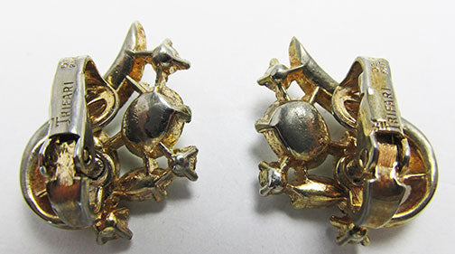 Crown Trifari Vintage Flawless 1950s Rhinestone Button Earrings