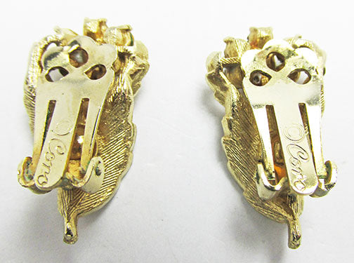 Coro Vintage 1950s Mid-Century Dainty Rhinestone Floral Spray Earrings