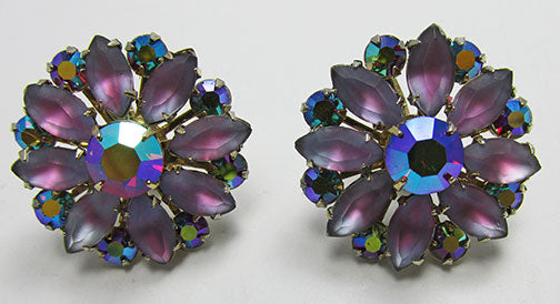 Coro Vintage Retro Gorgeous Art Glass Floral Earrings