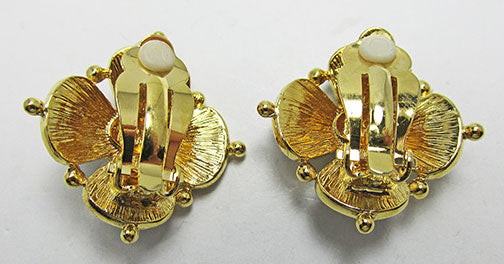 Stunning Joan Rivers Retro Gray Enamel and Black Diamond Earrings