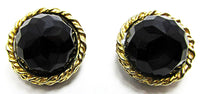 Vogue Vintage Jewelry 1950s Mid-Century Onyx Diamante Earrings - Front - Thumbnail