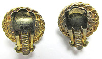 Vogue Vintage Jewelry 1950s Mid-Century Onyx Diamante Earrings - Back - Thumbnail