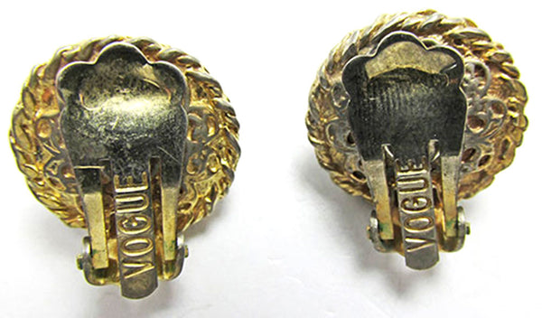 Vogue Vintage Jewelry 1950s Mid-Century Onyx Diamante Earrings - Back