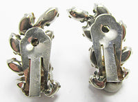 Vintage 1950s Gorgeous Mid Century Topaz Leaf Button Earrings - Thumbnail