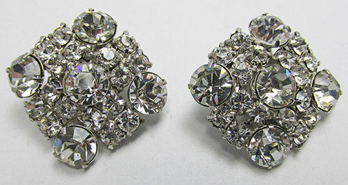 Vintage Mid-Century Extraordinary Rhinestone Geometric Earrings 