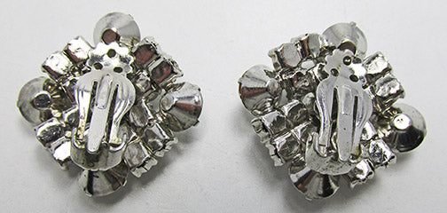 Vintage Mid-Century Extraordinary Rhinestone Geometric Earrings 
