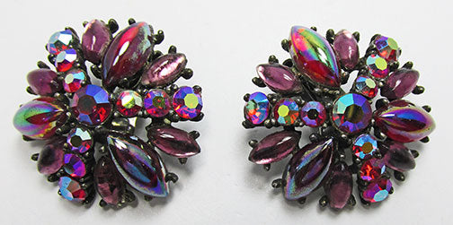 Art Vintage Spectacular Mid Century Floral Button Earrings