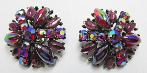 Art Vintage Spectacular Mid Century Floral Button Earrings
