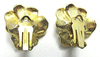 Art Vintage Jewelry, 1950s Distinctive Diamante Floral Earrings - Back - Thumbnail