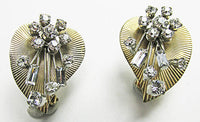 Beaujewels Vintage 1950s Three Dimensional Floral Heart Earrings - Thumbnail