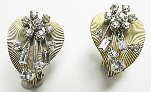 Beaujewels Vintage 1950s Three Dimensional Floral Heart Earrings