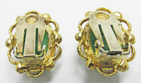 Vintage Mid Century 1950s Dainty Jade Peking Glass Button Earrings - Thumbnail
