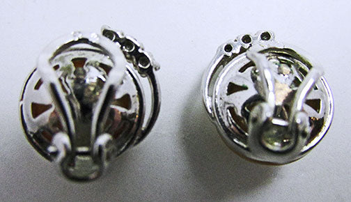 Vintage 1970s Signed Contemporary Style Pearl Striking Button Earrings