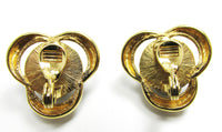 1970s Vintage Monet Designer Black Cabochon Earrings - Back - Thumbnail
