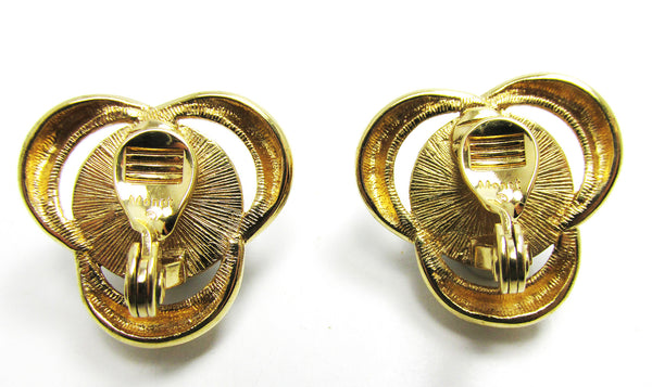 1970s Vintage Monet Designer Black Cabochon Earrings - Back