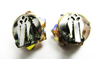 Vintage 1950s Jewelry Mid-Century Amber Crystal Bead Button Earrings - Back - Thumbnail