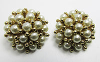 Marvella Vintage 1950s Mid-Century Exceptional Pearl Button Earrings - Thumbnail