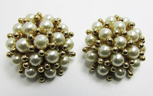 Marvella Vintage 1950s Mid-Century Exceptional Pearl Button Earrings