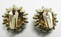 Marvella Vintage 1950s Mid-Century Exceptional Pearl Button Earrings - Thumbnail