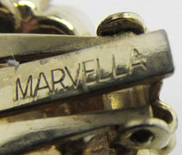 Marvella Vintage 1950s Mid-Century Exceptional Pearl Button Earrings - Thumbnail