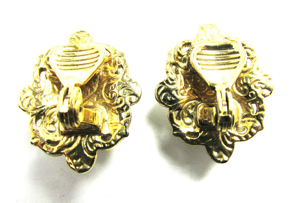 Jewelry Vintage 1970s Contemporary Style Pearl Clip-On Earrings - Back
