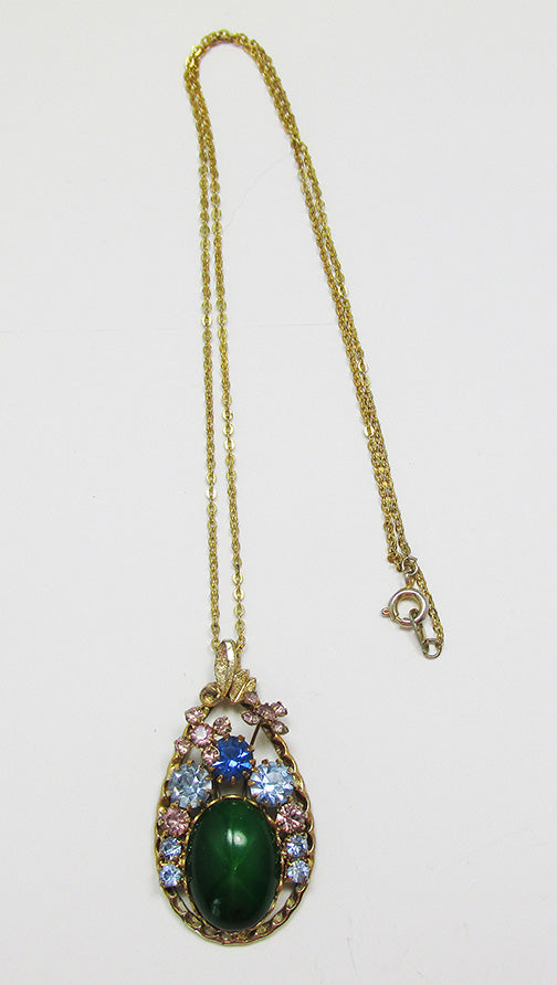 Vintage Mid Century 1950s Outstanding Floral Rhinestone Pendant