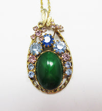 Vintage Mid Century 1950s Outstanding Floral Rhinestone Pendant - Thumbnail