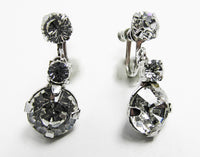 Adorable Vintage 1950s Mid-Century Classic Diamante Drop Earrings - Front - Thumbnail